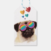 Pug Dog met Hearts Valentijnsdag Cadeaulabel (Voorkant)