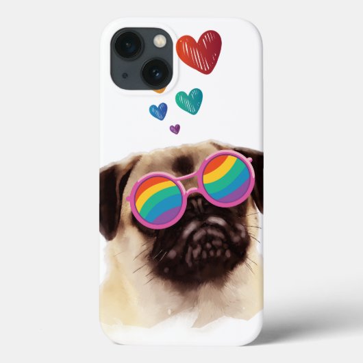 Pug Dog met Hearts Valentijnsdag Case-Mate iPhone Case (Achterkant)
