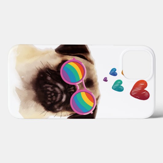 Pug Dog met Hearts Valentijnsdag Case-Mate iPhone Case (Achterkant (horizontaal))