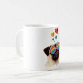 Pug Dog met Hearts Valentijnsdag Koffiemok (Voorkant links)