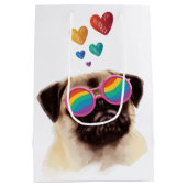 Pug Dog met Hearts Valentijnsdag Medium Cadeauzakje (Achterkant)