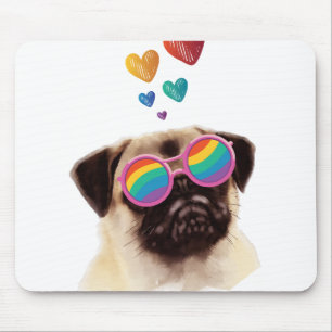 Pug Dog met Hearts Valentijnsdag Muismat