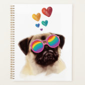 Pug Dog met Hearts Valentijnsdag Planner (Voorkant)