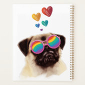 Pug Dog met Hearts Valentijnsdag Planner (Achterkant)