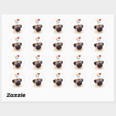 Pug Dog met Hearts Valentijnsdag Ronde Sticker (Vel)