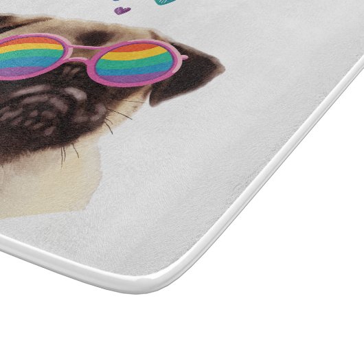 Pug Dog met Hearts Valentijnsdag Snijplank (Hoek)