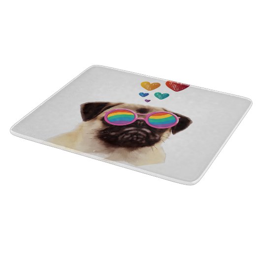 Pug Dog met Hearts Valentijnsdag Snijplank (Hoek)