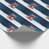 Pug dog met kerstcadeaus cadeaupapier (Hoek)