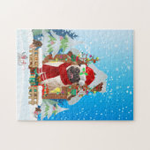 Pug dog met kerstcadeaus legpuzzel (Horizontaal)