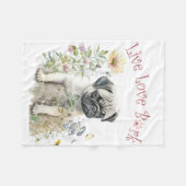 Pug Dog Mom Floral Fleece Deken (Voorkant (Horizontaal))