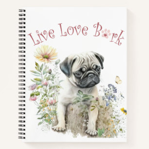Pug Dog Mom Floral Notitieboek