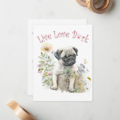 Pug Dog Mom Floral Notitiekaartje (Voorkant / Achterkant in situ)