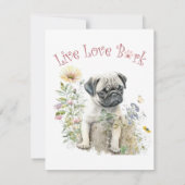 Pug Dog Mom Floral Notitiekaartje (Achterkant)