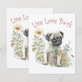 Pug Dog Mom Floral Notitiekaartje (Voorkant / Achterkant)