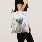 Pug Dog Mom Floral Tote Bag (Dichtbij)