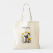 Pug Dog Mom Schattigee Waterverf Bloemen Gepersona Tote Bag (Achterkant)