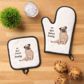 Pug Dog My Best Friend Custom Name Ovenwant & Pannenlap Set (Top down)