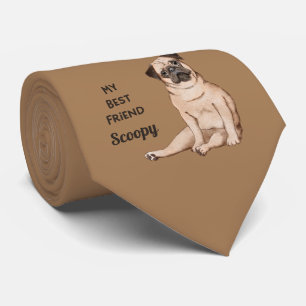Pug Dog My Best Friend Custom Name Stropdas