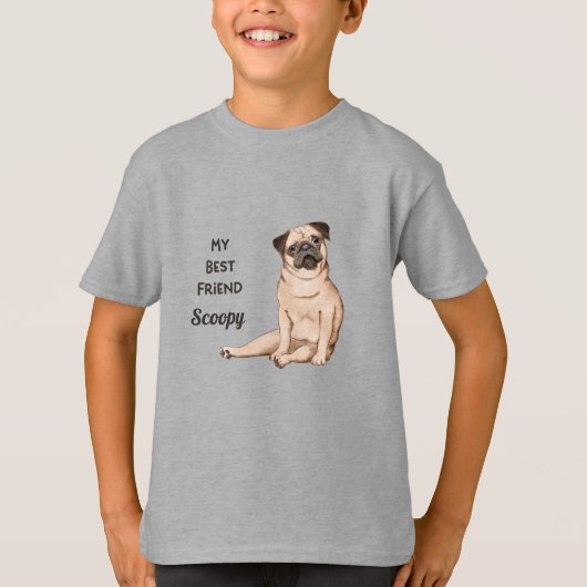 Pug Dog My Best Friend Custom Name T-Shirt (Voorkant)