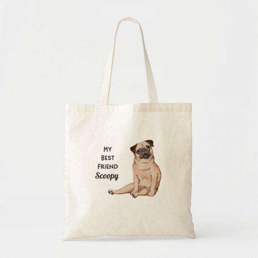 Pug Dog My Best Friend Custom Name Tote Bag (Voorkant)