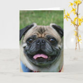Pug Dog Notecard Kaart (Gele Bloem)