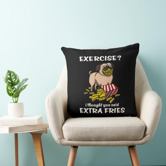 Pug Dog oefening ik dacht dat je extra groeven zei Kussen (Stoel)