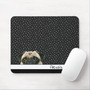 Pug Dog on Polka Dots Muismat