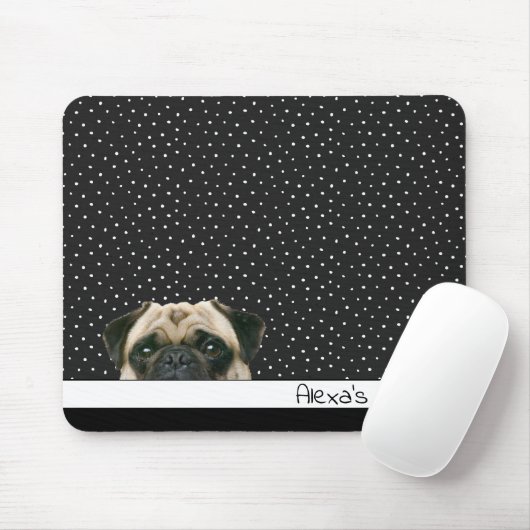 Pug Dog on Polka Dots Muismat (Met muis)