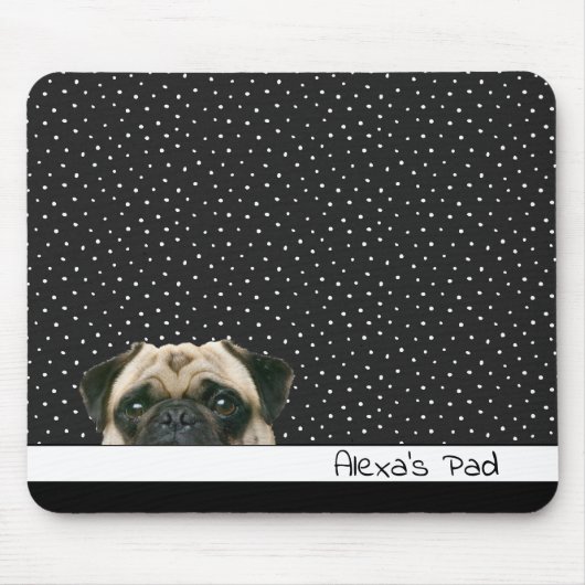 Pug Dog on Polka Dots Muismat (Voorkant)