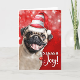 Pug Dog Ontketenen De Plezier van Kerstmis Feestdagen Kaart