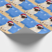 Pug Dog Op Strand Kerstmis Santa Hoed Cadeaupapier (Hoek)