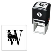 Pug Dog Over Eenvoudig Enkelvoudig Initiaal #3 Zelfinktende Stempel (In situ)