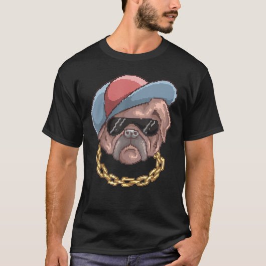 Pug Dog Owner Pixel Art T-shirt (Voorkant)