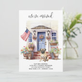 Pug Dog Patriottisch Gepersonaliseerd Huisdier Bew Aankondiging (Staand voorkant)