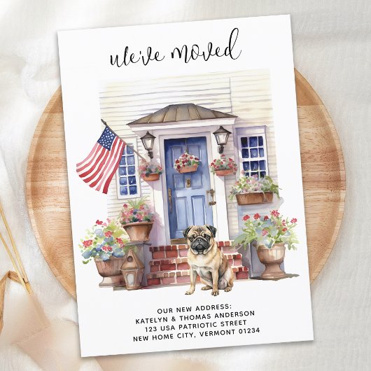 Pug Dog Patriottisch Gepersonaliseerd Huisdier Bew Aankondiging