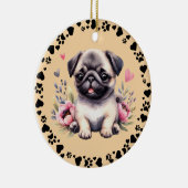 Pug Dog Paws Hearts Lijst Pet Foto Toscaans Keramisch Ornament (Rechts)