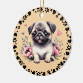 Pug Dog Paws Hearts Lijst Pet Foto Toscaans Keramisch Ornament (Links)