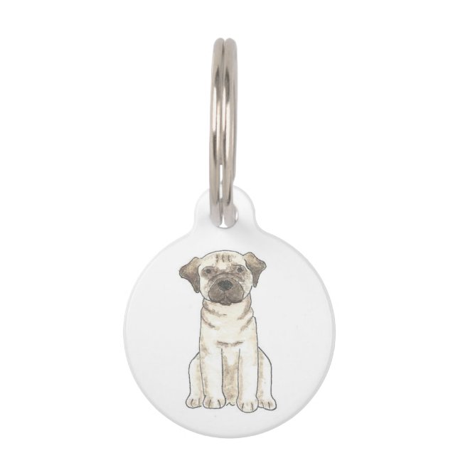 Pug Dog Pet ID Tag Huisdierpenning (Voorkant)