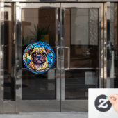 Pug Dog Pet Ras Waterverf Faux Glas in lood Raamsticker (Kantoordeur)