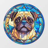Pug Dog Pet Ras Waterverf Faux Glas in lood Raamsticker (Vel)