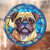 Pug Dog Pet Ras Waterverf Faux Glas in lood Raamsticker (Vel 2)