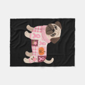 Pug Dog Pink Ribbon Borstkanker Pug Pattern Felt Fleece Deken (Voorkant (Horizontaal))