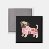 Pug Dog Pink Ribbon Borstkanker Pug Pattern Felt Magneet (Voorkant / Achterkant)