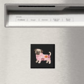 Pug Dog Pink Ribbon Borstkanker Pug Pattern Felt Magneet (Insitu (Vaatwasser))