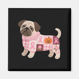 Pug Dog Pink Ribbon Borstkanker Pug Pattern Felt Magneet
