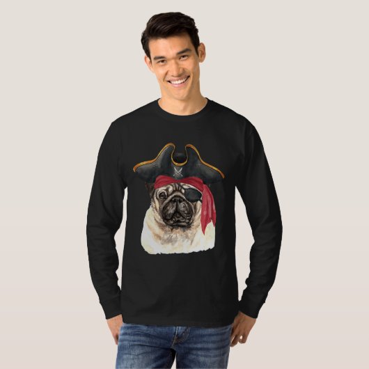 Pug Dog Pirate Classic T-shirt 210 (Voorkant volledig)