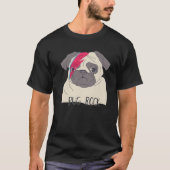 Pug Dog Podle Puppy Music Rock en Roll Women Gir T-shirt (Voorkant)