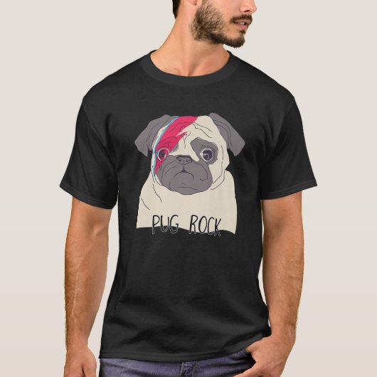 Pug Dog Podle Puppy Music Rock en Roll Women Gir T-shirt (Voorkant)