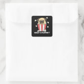 Pug Dog Popcorn Whats Poppin Funny Vierkante Sticker (Tas)