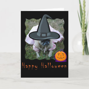 Pug Dog Princess Halloween Card Kaart